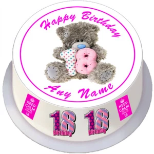 18th Birthday Girl Round Edible Cake Topper Personalised for 7 / 8 inch Cake - Picture 1 of 4
