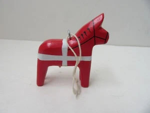Dansk Design Larsen Denmark Red & White Painted Swiss Flag Style Wood Dala Horse - Picture 1 of 6