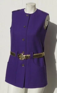 Vtg BOGNER Purple Wool Button Sleeveless Vest Jacket Top Womens 36 8 fits US S 4 - Picture 1 of 7