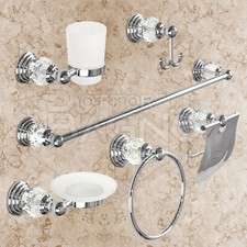 SET ACCESSORI BAGNO CROMATO 6 PEZZI CON SWAROVSKY IN STILE CLASSICO BAROCCO