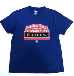 ’47 Chicago Cubs T Shirt Woman’s Medium Blue Fly The W MLB Wrigley Field - Picture 1 of 4