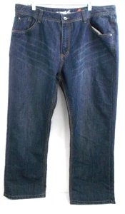 Miskeen Originals Denim Blue Jeans Men's 42 X 32 Whiskering Zip Fly Straight Leg - Picture 1 of 12