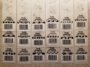 NEW 18 Wall & Craft Stencils 12x2" Plastic - Flowers Hearts Country Etc - Lot C - Picture 1 of 4