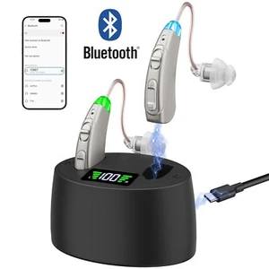 1 Pair Bluetooth Rechargeable Magnetic Digital Hearing Aid BTE - Picture 1 of 14