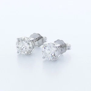 2.5 CT LAB-CREATED DIAMONDS D/VS1 ROUND CUT 14K WHITE GOLD 4-PRONG CLASSIC STUDS - Picture 1 of 3