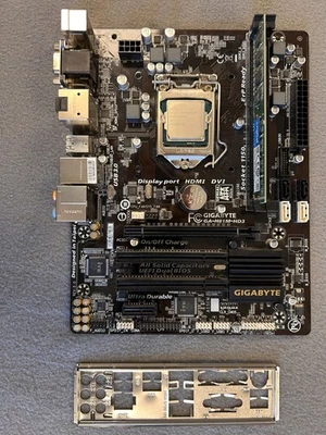 Gigabyte GA-H81M-HD3 MB Intel Core I3-4160 8GB RAM I/O Shield - Image 1 of 4