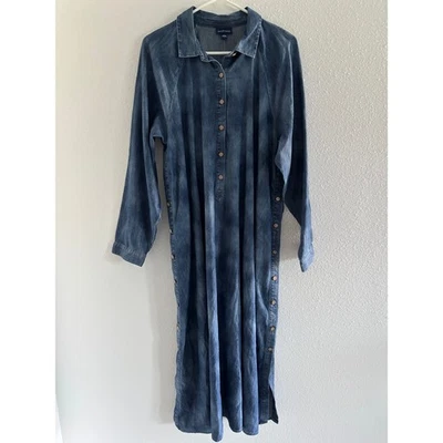 J. Jill Indigo Dress Womens Large Blue Shirt Dress Cotton Western Preppy NWT - Image 1 of 4
