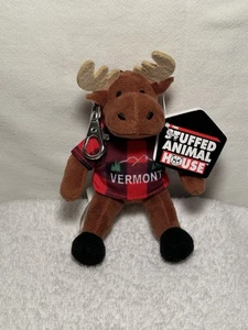 Portachiavi The Stuffed Animal House alce cerniera tirare souvenir Vermont nuovo con etichette - Foto 1 di 21