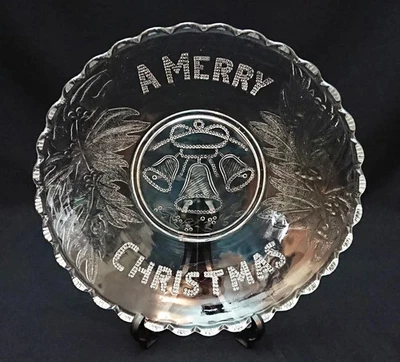 Antique Davidson Glass 'A Merry Christmas' Plate Victorian 1880s FINE CONDITION - Image 1 of 3