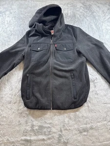 Chaqueta con Capucha Levi's Para Hombre Pequeña Polar Gris Cremallera Frontal Con Bolsillos con Cremallera - Imagen 1 de 7
