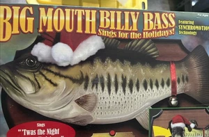 Big Mouth Billy Bass Sings For The Holidays Gemmy 1999 Santa Jingle Bells NEW - Picture 1 of 8
