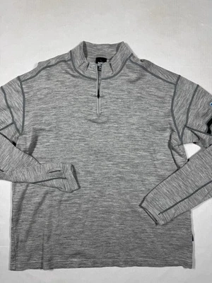 Pullover KUHL XXL Lana Merino Gris 1/4 Cremallera Agujeros para los Pulgares Senderismo Exterior Capa Base Foto 1 de 4