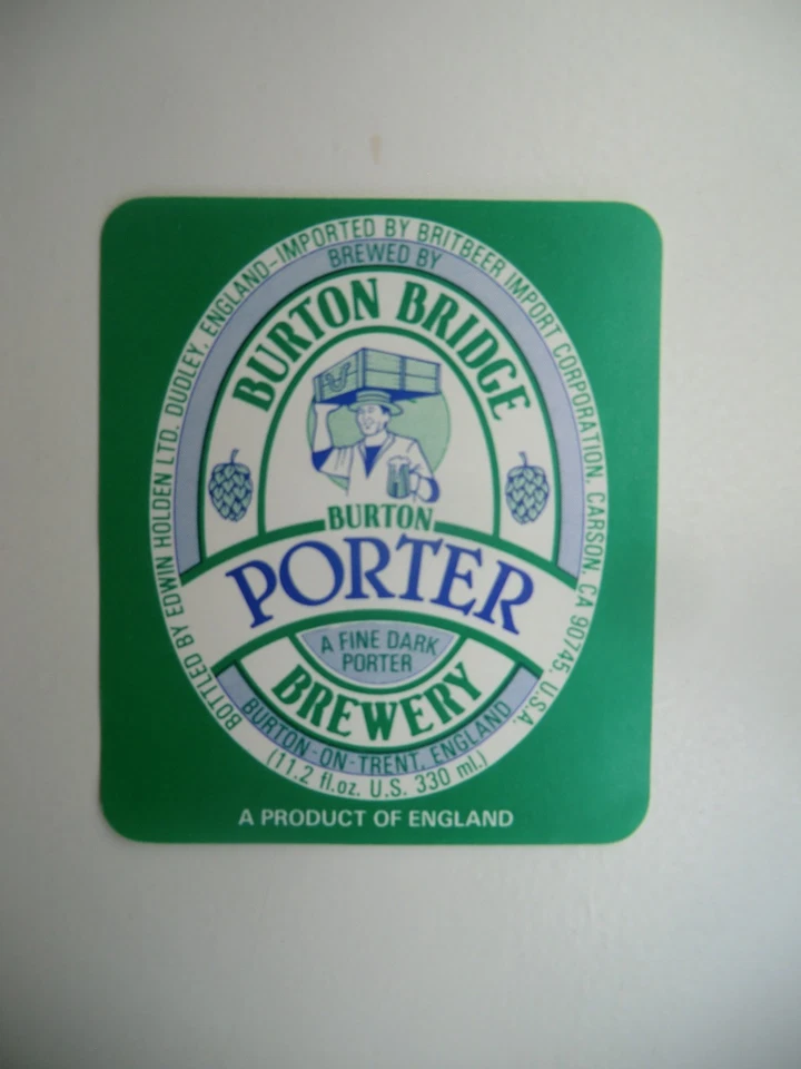 MINT BURTON BRIDGE BREWERY IMPORTED CARSON USA PORTER BREWERY BEER BOTTLE LABEL - Image 1 of 1