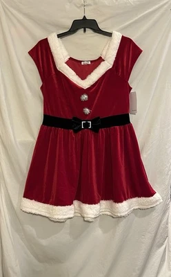 Vestido Patinador Born Famous Juniors XXL Rojo Blanco Mrs. Claus Manga Corta Nuevo con Etiquetas Foto 1 de 4