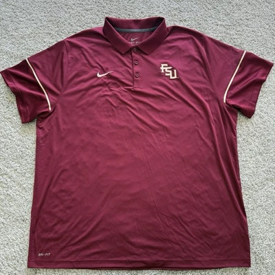 FSU Florida State Seminoles Shirt Men 3XL Garnet NCAA Dri Fit Nike Polo Football - Image 1 of 4