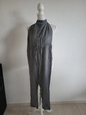 Damen Jumpsuit Einteiler Overall Gemustert Blätter Grau Silber Schwarz 34 Opus - Bild 1 von 4