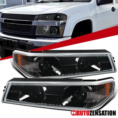 Fit 2004-2012 Colorado GMC Canyon  Slick Black Bumper Corner Lights Signal Lamps - Image 1 of 4