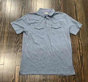 Ariat Pearl Snap Poloshirt Herren Large Blau Baumwolle Modal Neu ohne Etikett - Bild 1 von 4