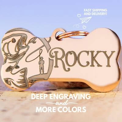 Индивидуальные гравированные бирки для собак/кошек - нержавеющая сталь, персонализированный идентификатор домашнего животного - Изображение 1 из 4