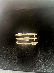 New 14Ct gold Triple Diamond Baguette Ring RRP £757 Size M - Picture 1 of 8