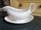 Wedgwood Large Gravy Sauce Boat & Tray "Gold Chelsea" Pattern