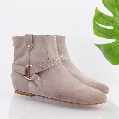 Ted Baker 女式 Sonoar 靴子,尺寸 40 9 灰色麂皮绒短靴,西波西米亚 — 第 1/4 张图片