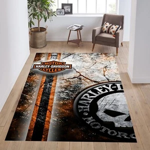harley rug, biker rug, biker gift, motorcycle area rug - Picture 1 of 10