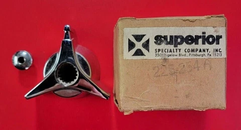 Vintage Superior Inc 1950s Deco Industrial Chrome Faucet Handle 225-254 - NEW Cover