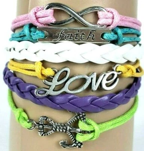 Pulsera envolvente de capa infinita multicolor Faith Love & Sea Anchor - Imagen 1 de 5
