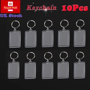 10Pcs Blank Clear Acrylic Photo Keyring Keychain DIY Picture Frame Key Ring UK - Picture 1 of 21