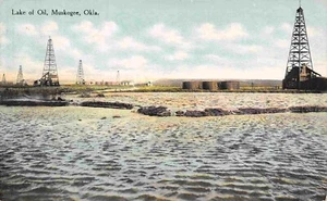 Lake of Oil Wells Muskogee Ölfeld Oklahoma 1908 Postkarte - Bild 1 von 2