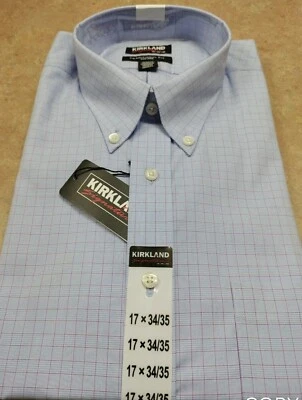 NWT Men's KIRKLAND SIGNATURE NON IRON SHIRT Size 17x 34/35 LONG SLVE BUTTON DOWN - Image 1 of 4