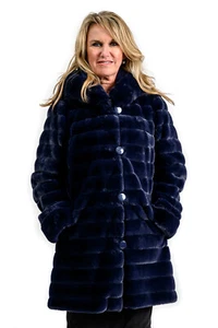 Wendbarer marineblauer Biberparka mit Kunstgeschoren - Bild 1 von 4