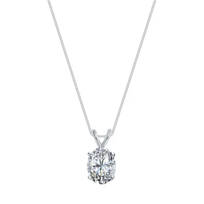 IGI E/VVS 1.5 Ct Oval Lab Created Grown Diamond Pendant Necklace 14K White Gold - Image 1 of 2