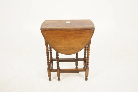 Vintage Oak Gateleg Table, Drop Leaf Table, Bobbin Legs, Scotland 1930, H1015 Cover