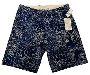 Tommy Bahama Shorts Mens 34W 10" Blue Floral Casual ⛳ Cotton Linen Logo $110 - Picture 1 of 15