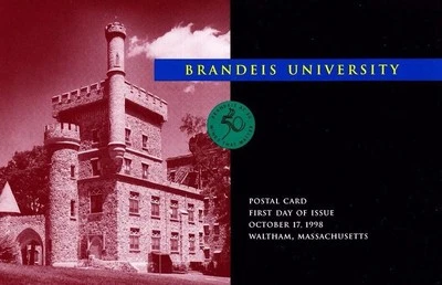 USPS 1st Day Ceremony Program UX299 Brandeis Univ Usen Castle Postal Card 1998  - Image 1 of 2