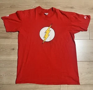 VINTAGE 1988 The Flash Shirt Adult Size L Red Yellow DC Comics Superhero Tshirt - Picture 1 of 3