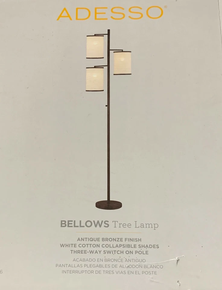 Lámpara antigua LED de bronce 3x60 con 3x13 W - árbol de fuelle de tres vías (paquete de 1) Foto 1 de 3