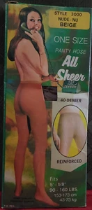 Vintage Pantyhose Rare Collectible Miranda All Sheer One Size Color Beige BALLS1 - Picture 1 of 10