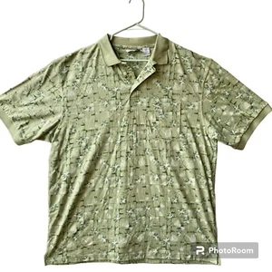 Michael Austin Golf Shirt Mens Size XXL Vintage All Over Print Clubs Palm Tree - Picture 1 of 11