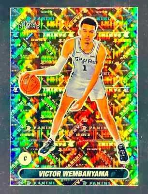 2023 PANINI ROOKIE STICKER VICTOR WEMBANYAMA RC 465 SILVER HOLO prizms HOT SPURS - Image 1 of 2
