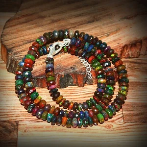 Collana perle opale di fuoco etiope naturale regalo gioielli argento sterling 925 @165 - Foto 1 di 9