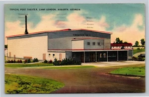 Post Movie Theater Camp Gordon Augusta Georgia VTG c1942 Postcard Soldier Mail - Picture 1 of 3