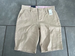 NWT GAP Girls Bermuda Shorts Sz 8R Low Rise 9" Inseam Beige Stretch - Picture 1 of 4