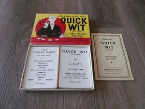 VINTAGE 1938 PARKER BROTHERS QUICK WIT PLAYING CARD GAME COMPLETE - Picture 1 of 2