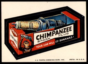 1974 Topps Wacky Packages 11th Series Chimpanzee Spark Plug Tan Back 