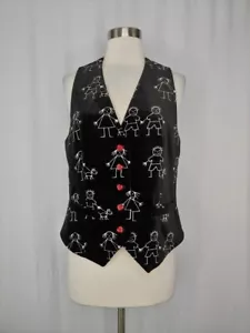 Moschino Cheap & Chic IT 48 US 38 Men's Velvet Stick Figure Vest Heart Buttons - Picture 1 of 11