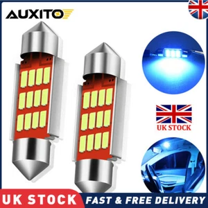 AUXITO 6418 C5W 36MM Festoon LED License Plate Tag Light Bulb 6000K Bright Blue - Picture 1 of 9