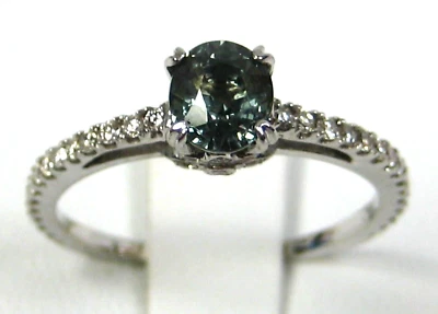 Anillo Zafiro Verde Oro Blanco 14K Natural Hecho en EE. UU. 20 años en eBay Foto 1 de 4